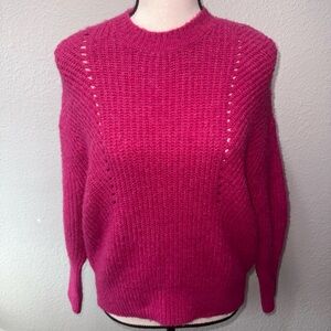 Wayf Fuchsia Crew Neck Balloon Sleeve Sweater Size XS